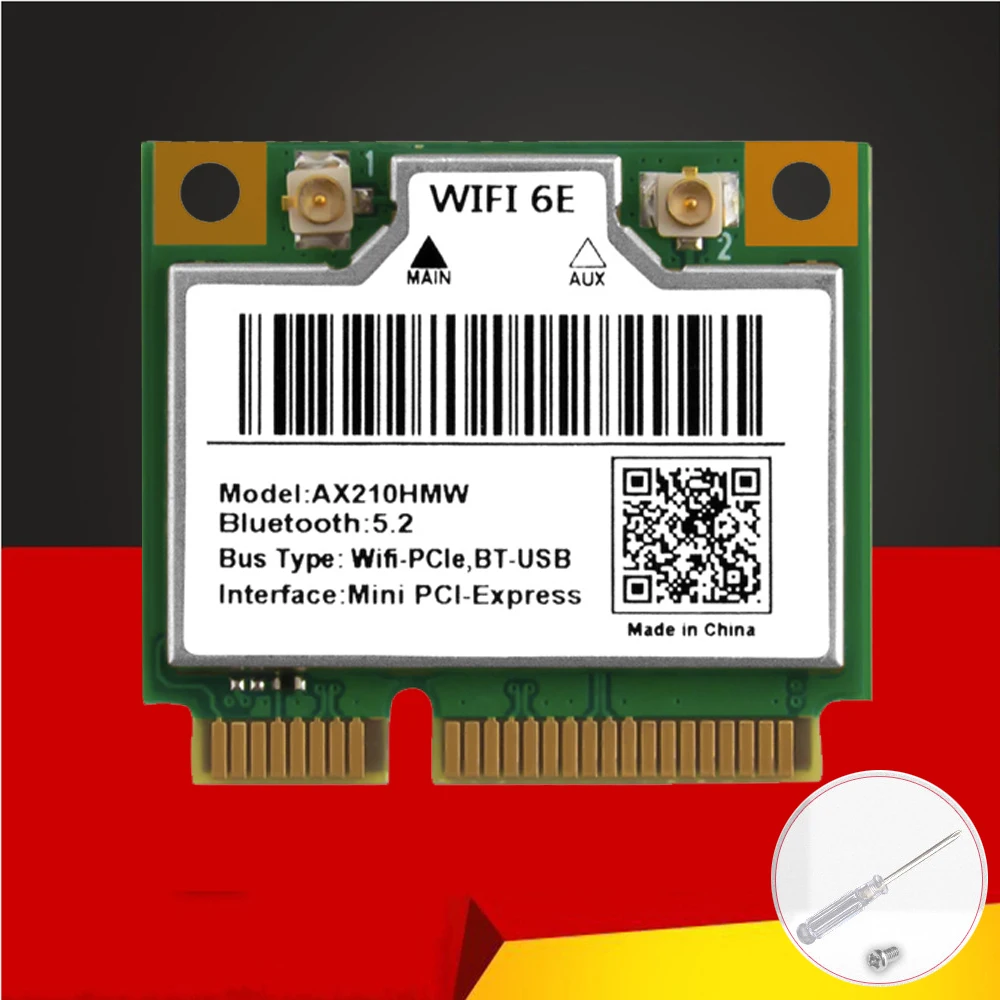 

NEW WiFi 6E AX210HMW Mini PCIE Wifi Card For Intel AX210 5374Mbps Bluetooth5.2 802.11ax 2.4G/5G/6G WiFi 6 AX210 Wireless Adapter