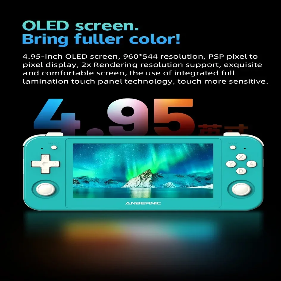ANBERNIC RG505 Handheld Game Console Game Android 12 System  4.95-inch OLED Touch Screen for Unisoc Tiger T618 70000 Games psp