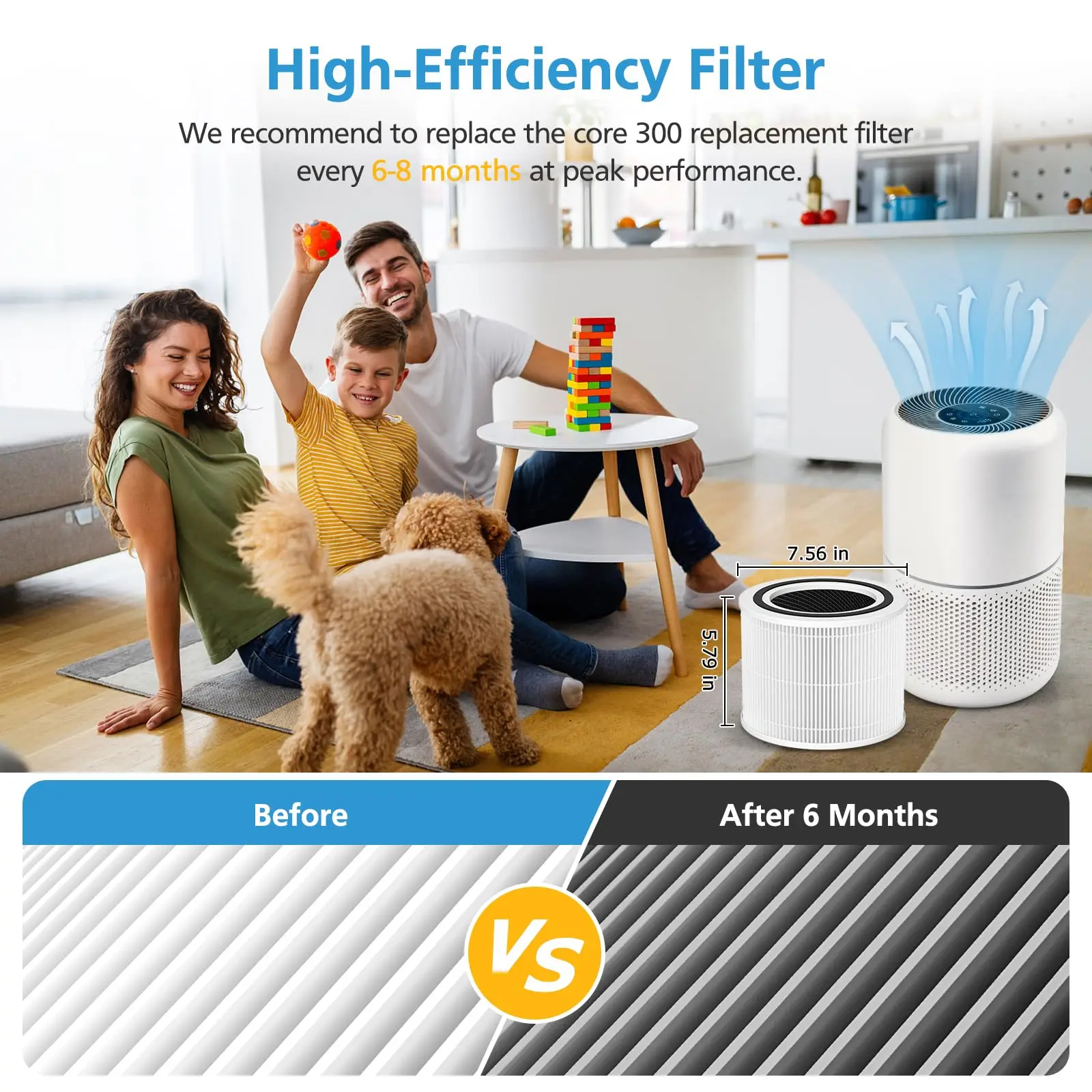 Core 300 Pet Care Filter Replacement Fit for Levoit Core 300 300S 300-RF-PA, 3-in-1 H13 True HEPA