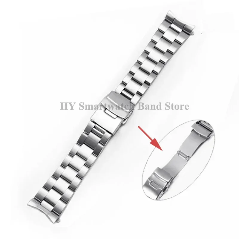 Luxury Stainless Steel Watch Strap with Curved End - Jubilee Design Bracelet