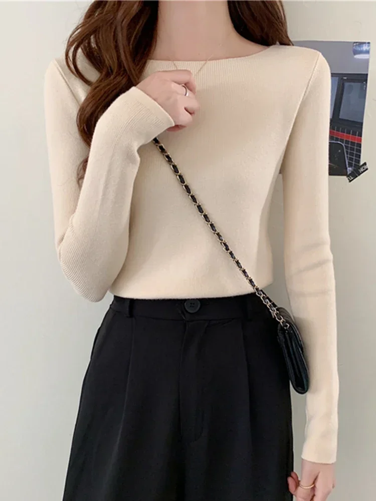 Fashion Ribbed Women Sweater Knitted Soft Pullovers Jumpers Basic Solid Soft Long Sleeve Sweaters For Women Autumn Winter Tops