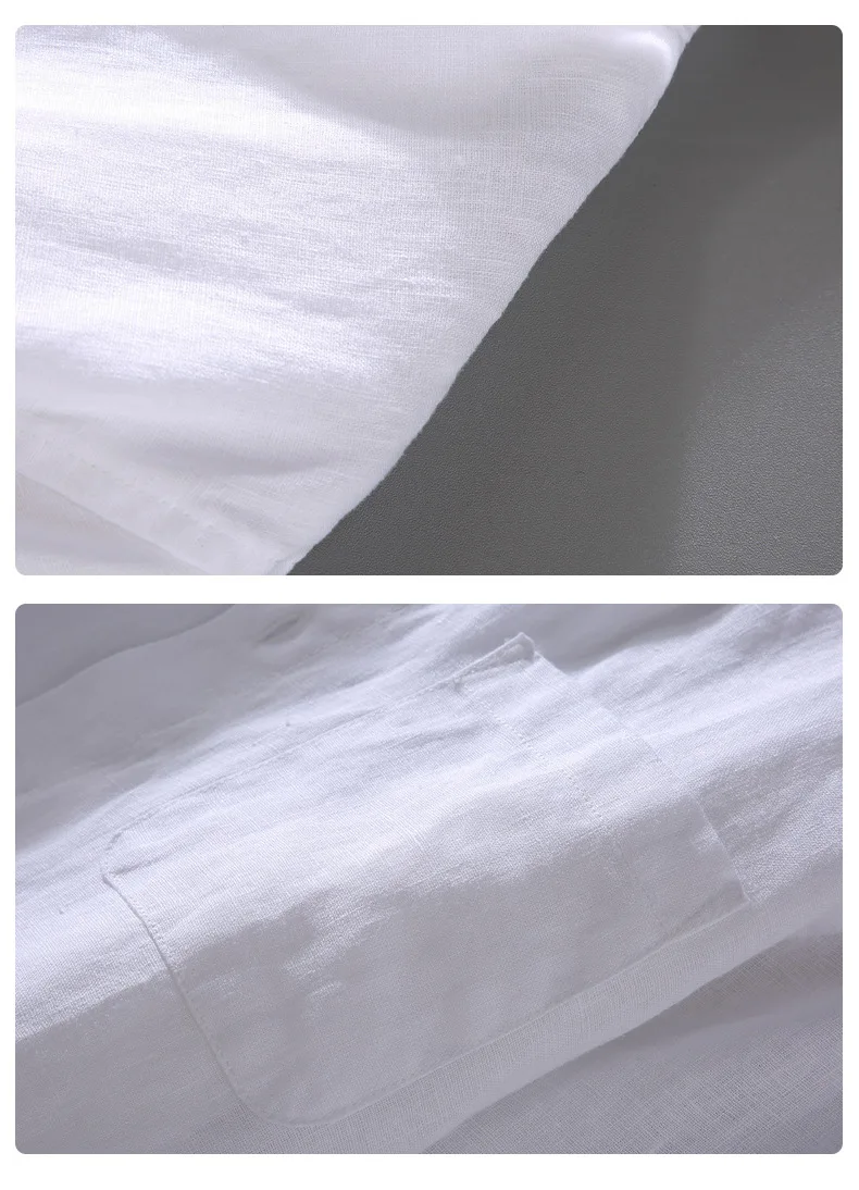 Herren 100% Reines Leinen Langarm-Hemd im Chinesischen Stil Lässige Weite Hose Set Frühling Herbst Atmungsaktives Zweiteiler-Outfit – Detail 20