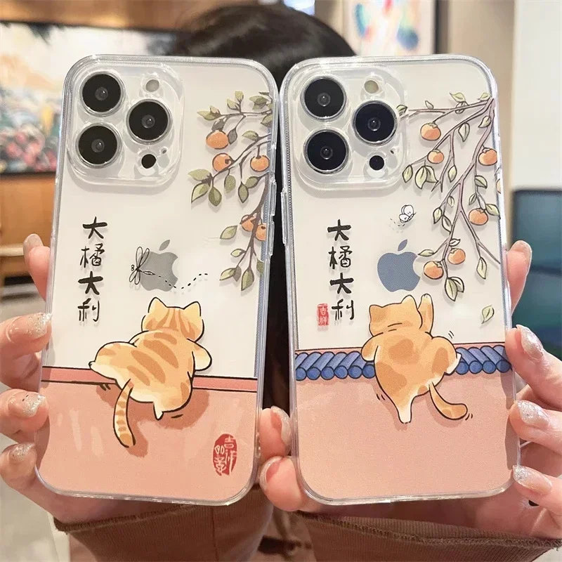 Lustige Katzen-Transparente Handyhülle für iPhone 17 16 15 14 11 13 Pro Max 12 Mini 7 8 Plus SE Hülle Cartoon Klare Weiche Schutzhülle Fundas