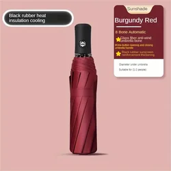 Deluxe Automatic Folding Dual - Purpose Umbrella with UV Protection - Iron (Burgundy)
