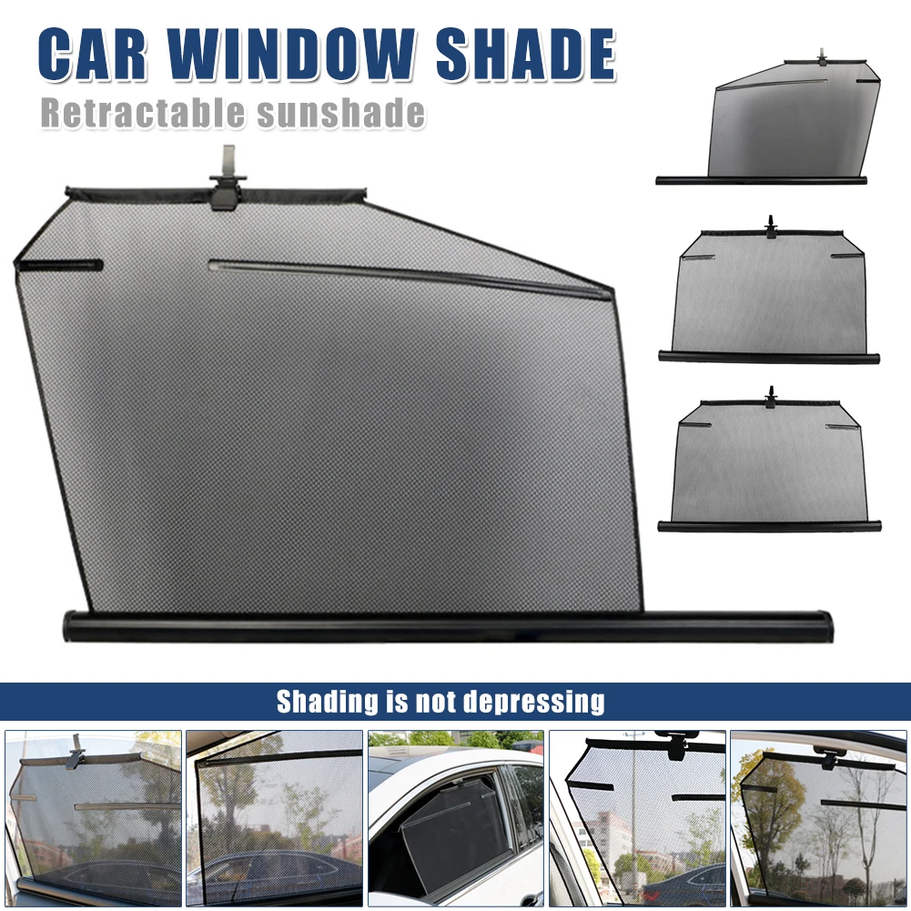 

Car Window Shade Retractable Sunshade with Hook Sun Protection Front Rear Window Curtain Cover Universal Shade for Heat UV Glare