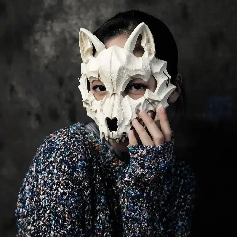 Half face mask masquerade mask Varieties of Halloween Half Face Mask Anime Dragon God Skeleton Bone Skull Animals Mask Cosplay Dance Party Prom Costumes Props