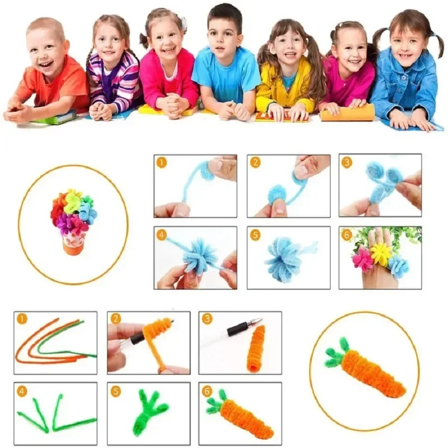 Colorful Chenille Stems Pipe Cleaner Craft Plush Tinsel Stick Wired Twist Stick 100Pcs Kids Educational Toy DIY Arts Supplies chenille pipe cleaners chenille craft supplies educational toys craft toys