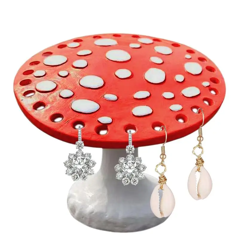 Mushroom Earring Display Rack Mushroom Jewelry Holder Cute Trinket Holder For Home Vanity Desktop Ornament Art Craft Home Decor