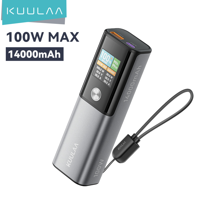 KUULAA Power Bank 14000mAh Portable Charger 100W PD Fast Charging External Battery PowerBank for Macbook for iPad Laptop Notbook