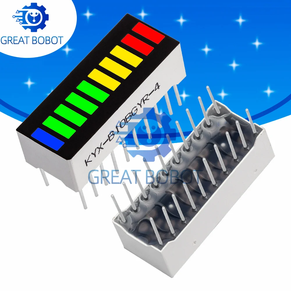 BS 10 grid digital segment LED light bar 2 red+3 yellow+4 green+1 blue light flat tube B10BRYGB