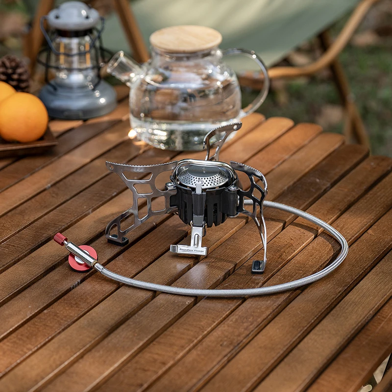 Boundless Voyage Outdoor Camping Klappgasherd mit Zündgerät Tragbarer faltbarer Herd aus Aluminiumlegierung 3500 W BVS02 – Detail 7