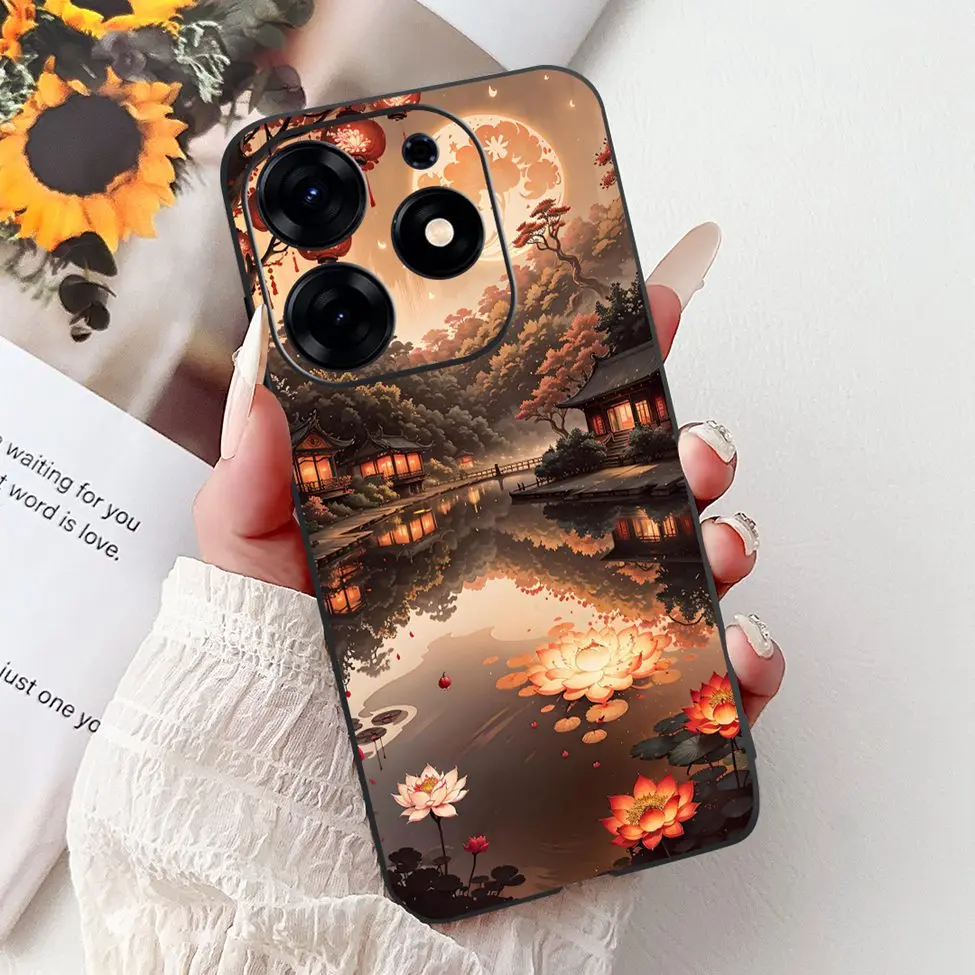 Silicone Cute Fashion Flower Painted Soft Back Cover