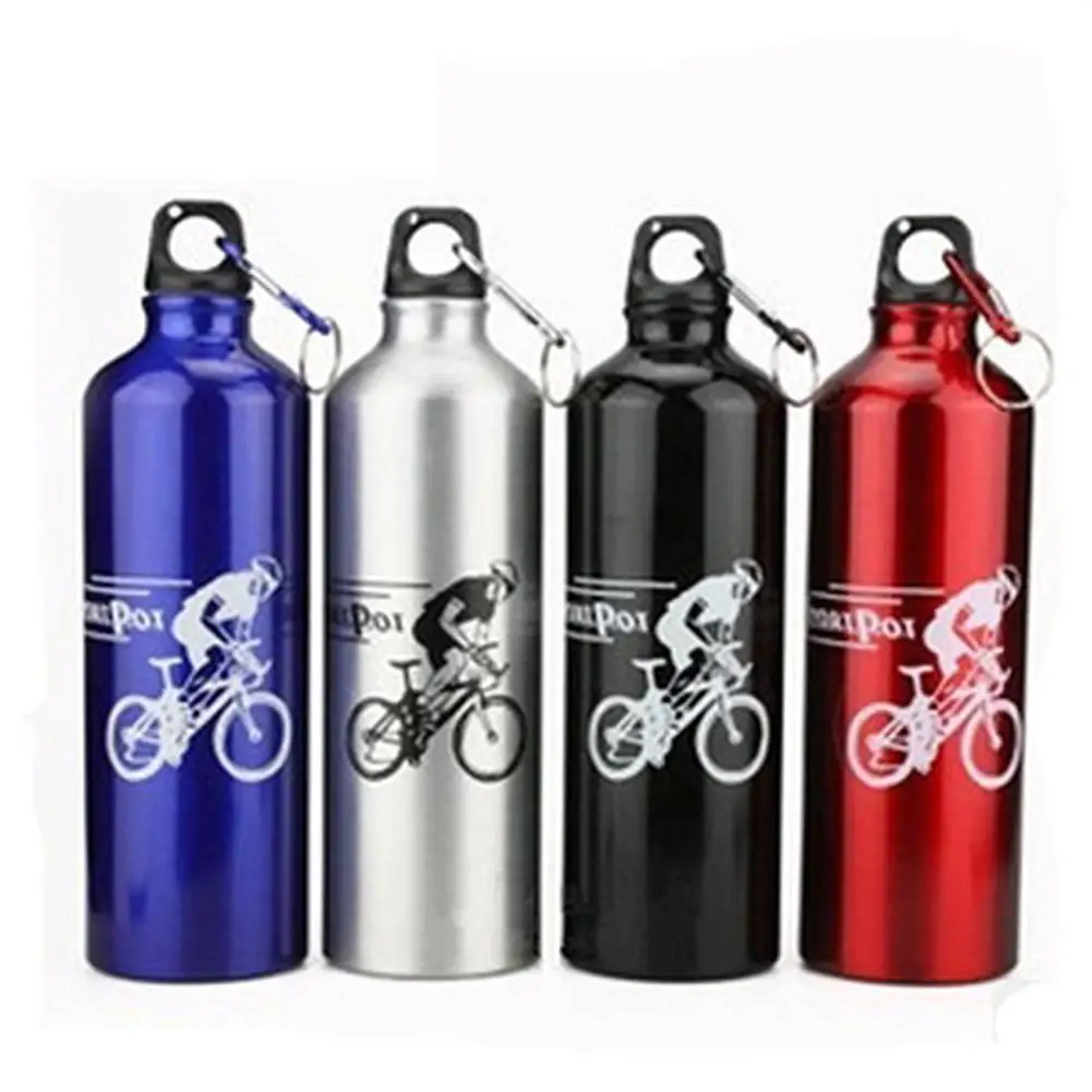

750ml Bicycle Sports Water Bottle Aluminum Alloy Mountain Bike Water Cup With Carabiner Hiking Camping Travelling Water Bottle