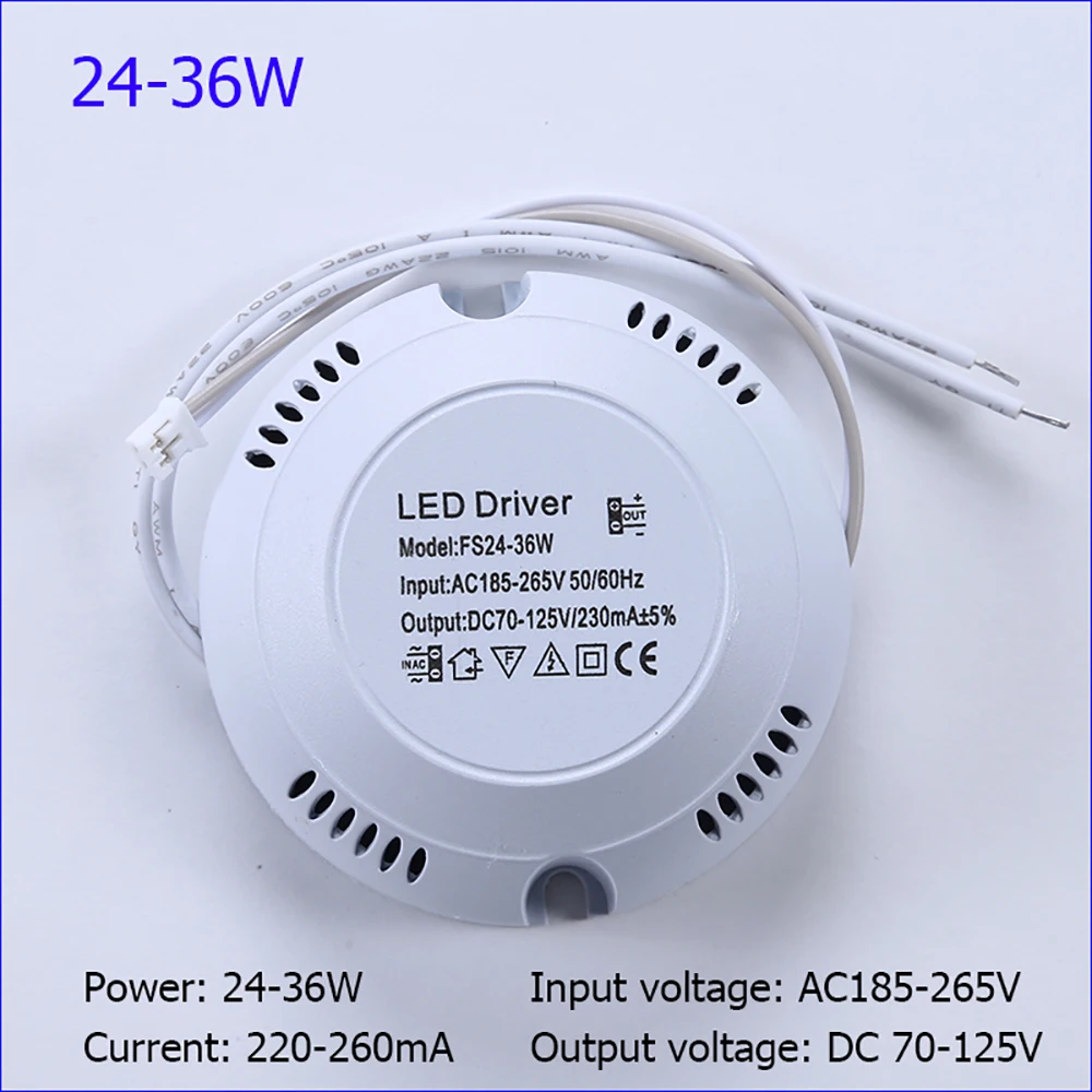 LED 드라이버 AC 입력 165-265V 240mA 전원 공급 장치 조명 변압기, LED 천장 조명 램프, 8-24W, 24-36W, 1 개