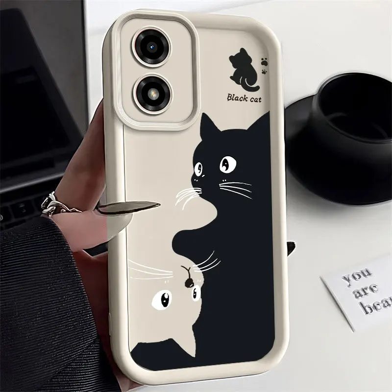 Sleek Black and White Cat Sky Eye Ladder Design Phone Case