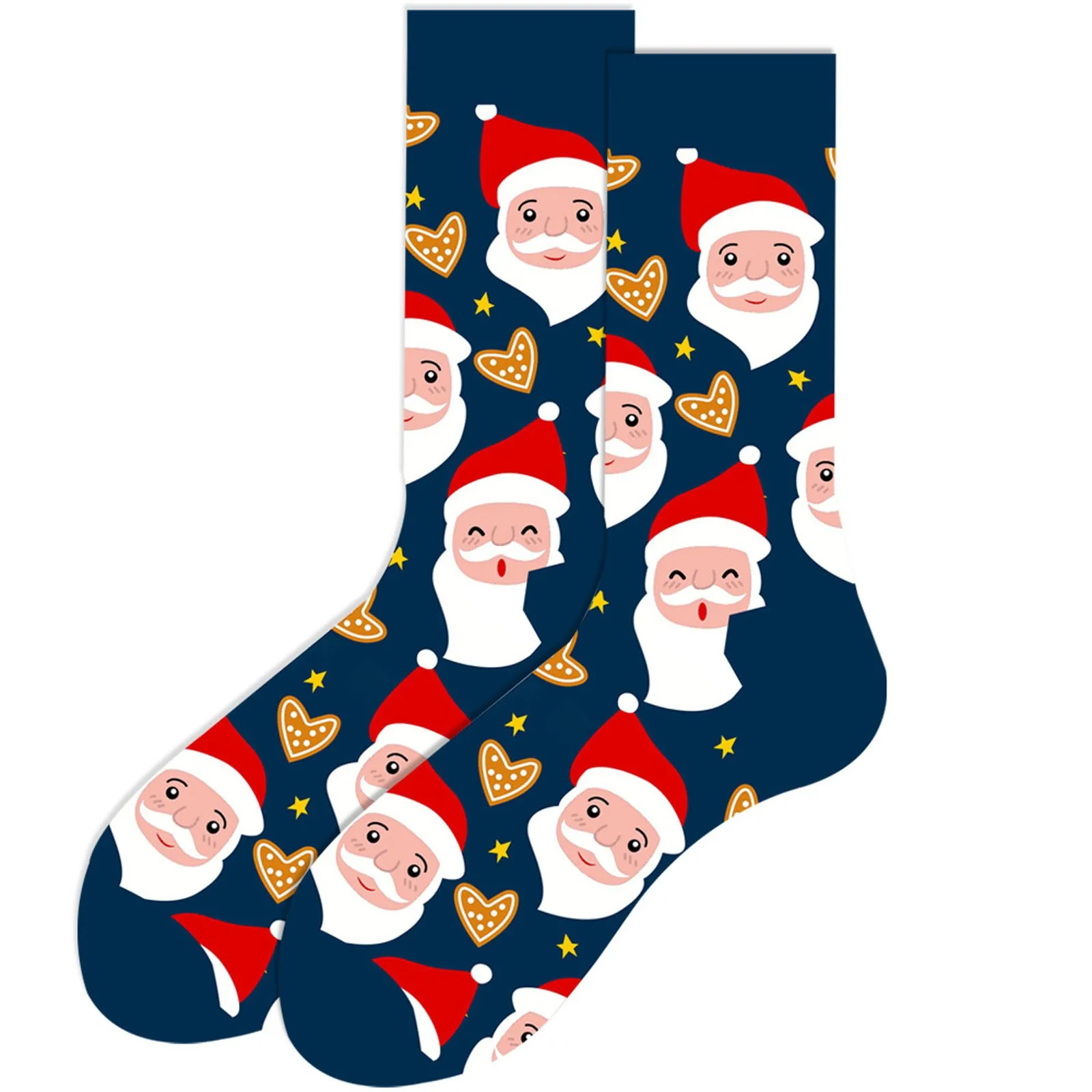 10PairsSantaClausElkPrintChristmasGiftSocksHappyNewYearsMid