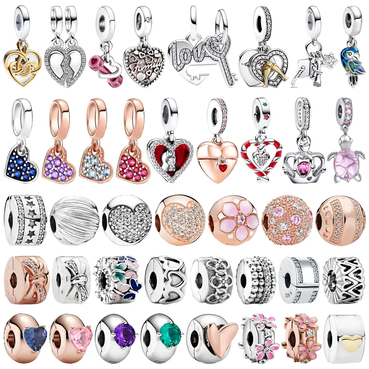 

Original925Sterling Silver Animal Star Flower Heart Jewelry Clip Safety Clasp Pendant for PandoraDIYBracelet Ladies Jewelry Gift