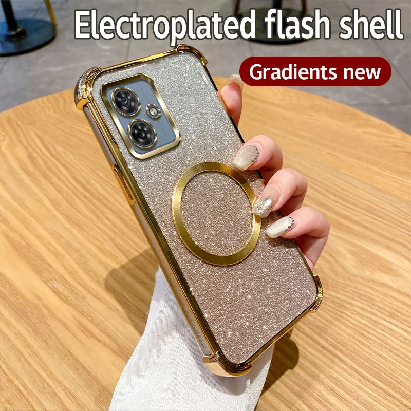 Luxury Electroplated Clear Magnetic Wireless Charging Phone Case - Transparent Plating Cover