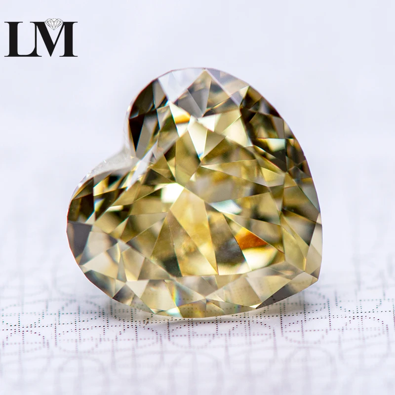 

Cubic Zirconia Synthetic Gemstone 5A Grade Yellow Color Heart Shape 4k Crushed Ice Cut Lab CZ Stone for Charms Jewelry Making