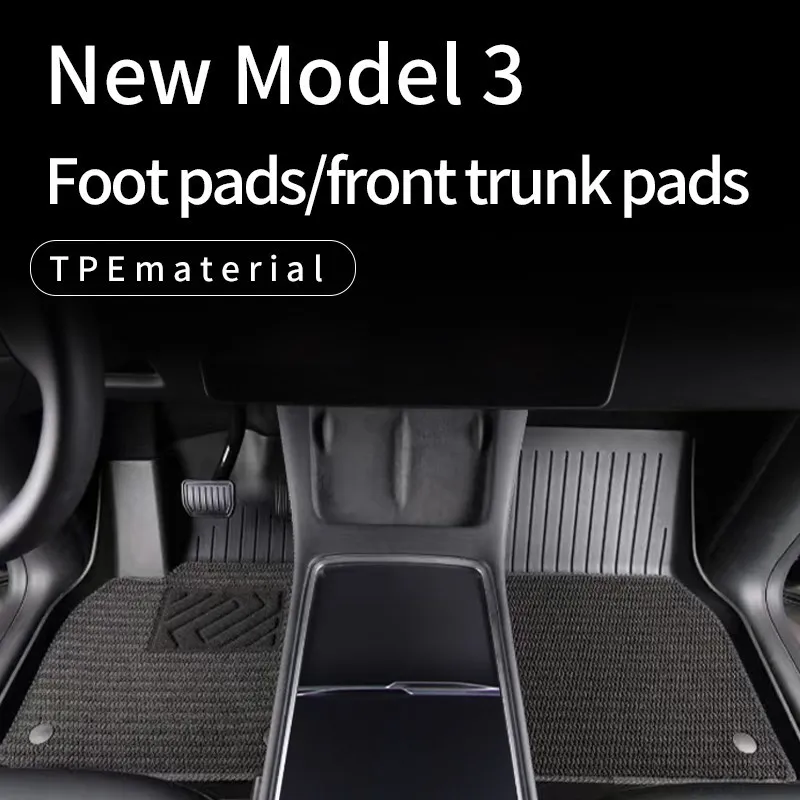 Car floor mats,floor mats Floor Mats for New Tesla Model 3 Highland TPE Waterproof Wear-resistant Luggage Mat Foot Pads Rear Trunk Mats Accessories