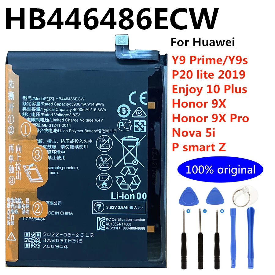 Original 4000mAh HB446486ECW Phone Battery for Huawei Honor 9X Pro /Y9 ...