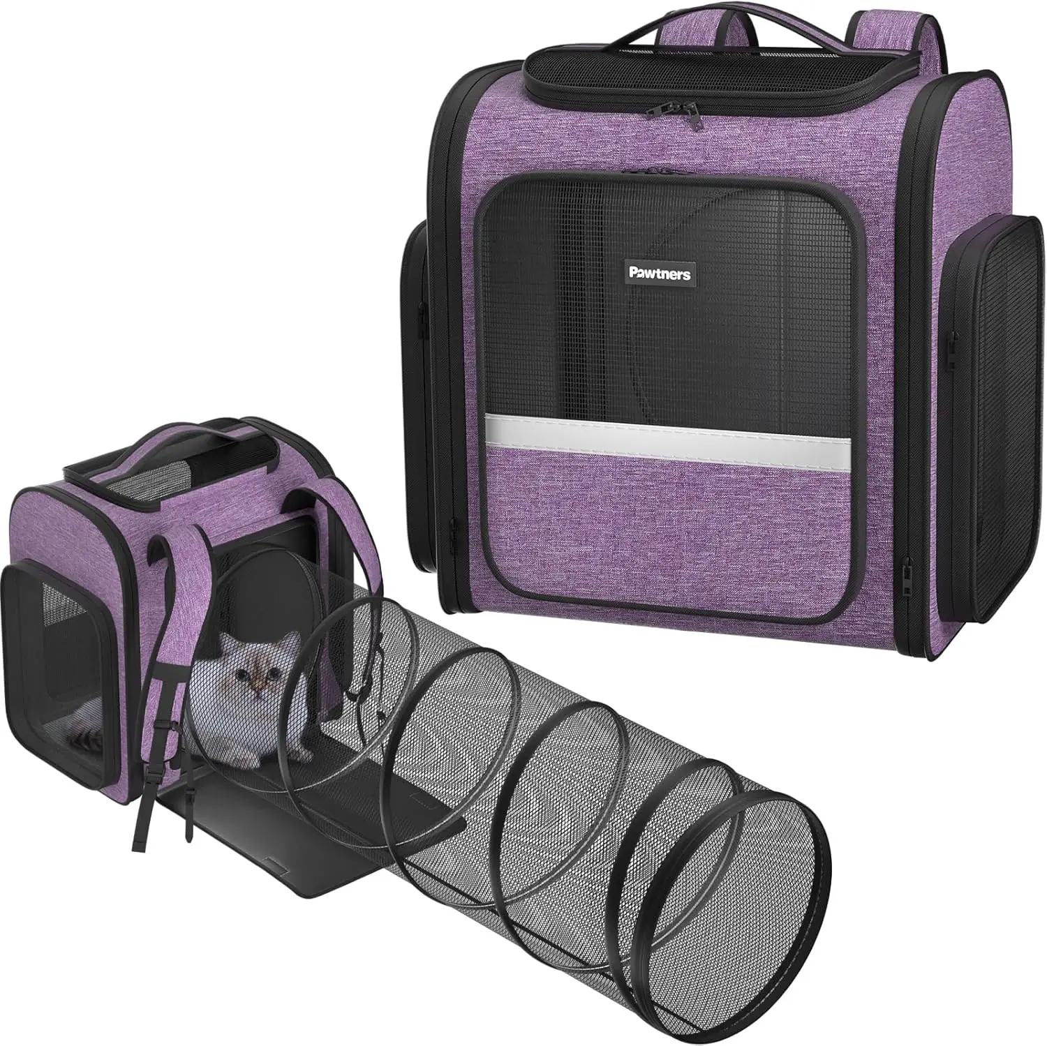 Cat Carrier Backpacks Expandable+Cat+Backpack with Breathable Mesh Pet Carrier Backpack for Cats Small Dogs Puppies Up to 18 L
