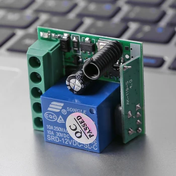 1/2Pcs 12V DC Wireless Relay Switch 433MHz RF Remote Control Receiver Module for Garage Door Electric Gate LED Light 1