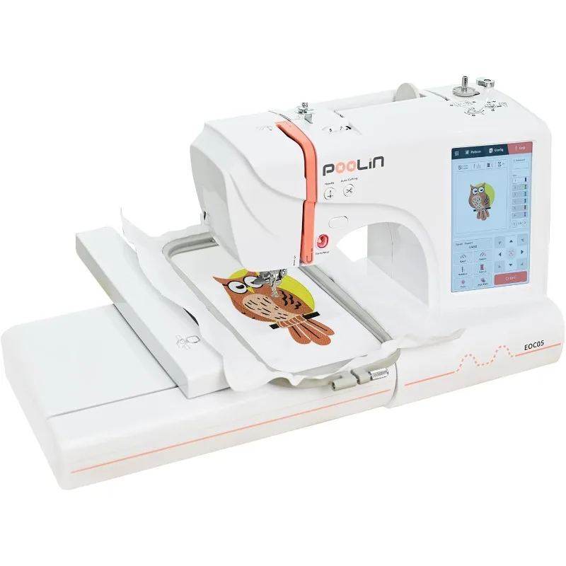 EOC05 Embroidery Machine 4 x 9.25 Inch Large Embroidery Area, Computerized 7 Inch Large LCD Touchscreen for Beginners