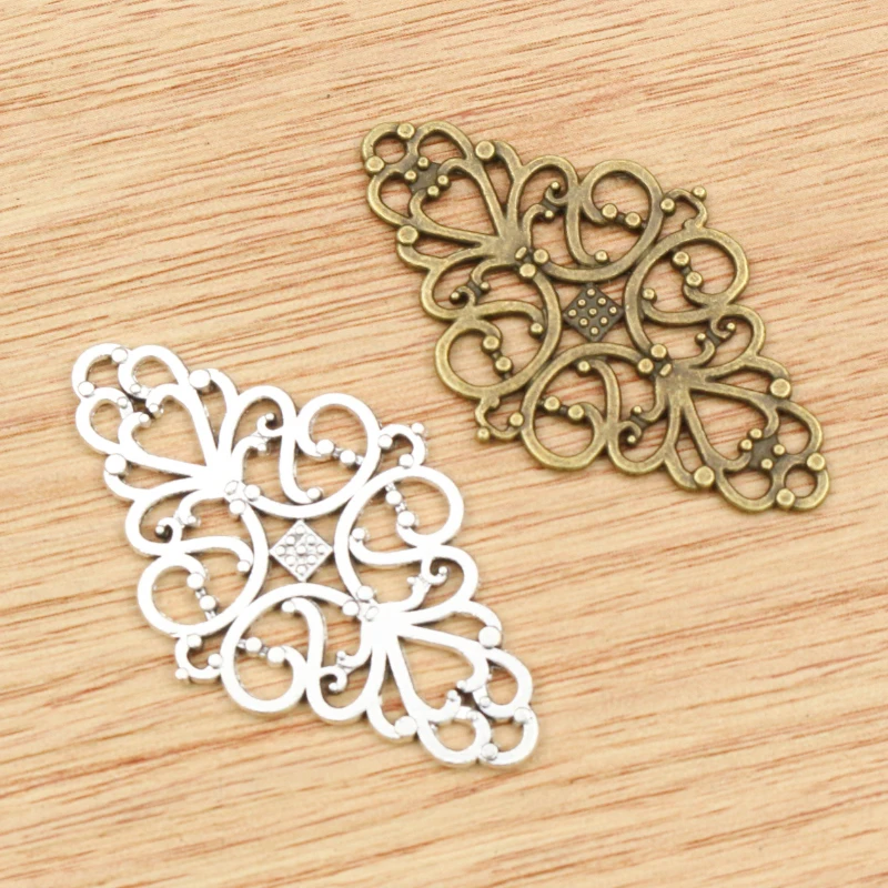 10pcs 41x25mm Antike Bronze und Antike Silber Überzogene Blume Stil Stecker Handgemachte Charme Anhänger: DIY für armband halskette