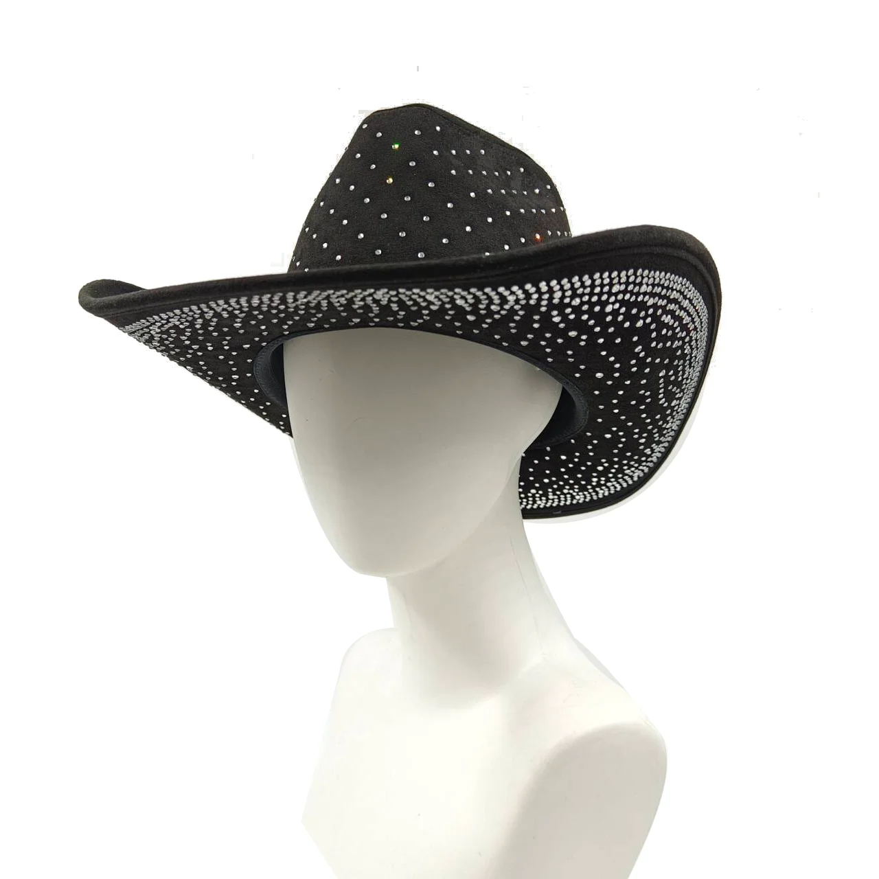 Rhinestone Cowboy Hat with Drawstring Fits 58 cm Head Personalized Rhinestone Cowboy Hat: White Cowgirl Party Hat  main image 2
