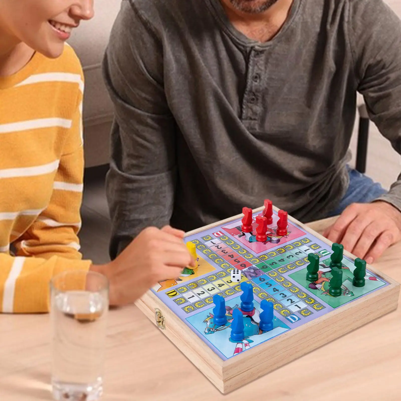 Board Game 4 in1 Board Game Set Goose Game Nine Men's Morris Game Ludo Game Checkers Family Game Kids Adults Party