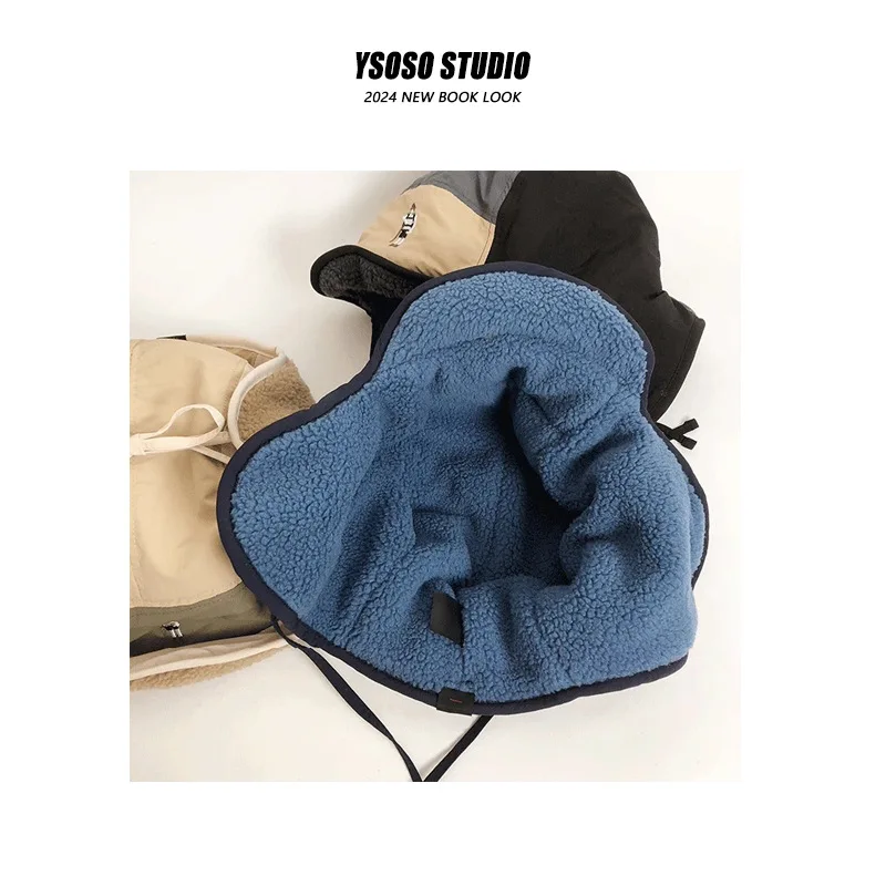 Korean Retro Embroidery Color Matching Bomber Hat for Men Women Autumn Winter Fleece Warm Versatile Ear Protection Ski Pilot Cap winter hat knitted hat fashion hat earflap hat
