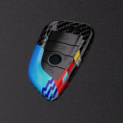 Luxurious Carbon Fiber Style Car Key Case Cover (B - Carbon Blue Shell)