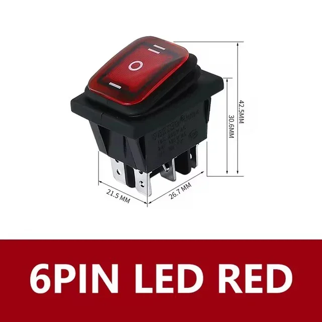 Dual Pack Waterproof Rocker Push Switch with Light – IP65, ON-OFF-ON, 16A, 250VAC