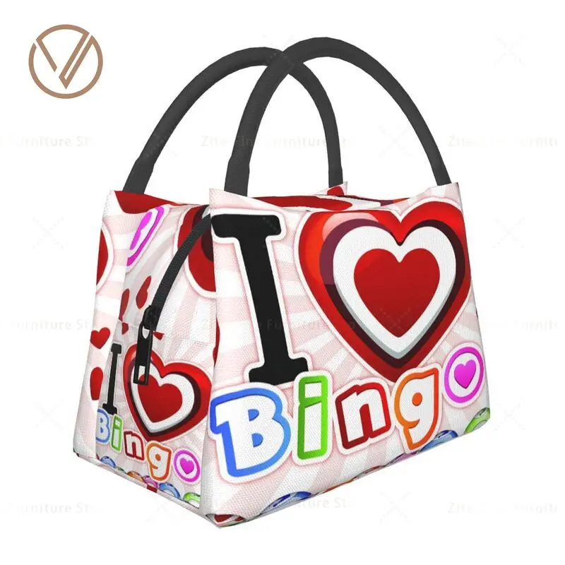 

Изолированные сумки для ланча I Love, для игр в бинго, для школы и офиса, водонепроницаемая Термосумка для ланча, Женский Ланчбокс, сумки для девочек
