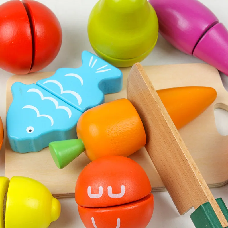 

Simulation Kitchen Pretend Toy Wooden Classic Game Montessori Educational Toy for Children Kids Gift Cutting Fruit Vegetable Set