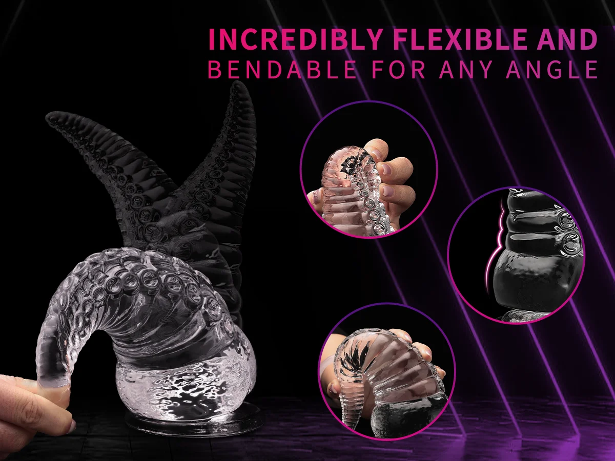 Crytal 7,5 pollici Realitic Tentacle Dildo stimolatore del clitoride Squid G Spot plug anale Maturbatore per le donne Me_voghion.com
