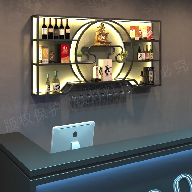 Luxury Liquor Store Wine Rack Gold Large Modern Wine Rack Wall Mount Commercial Display Cabinet Stojak Na Wino Decoration