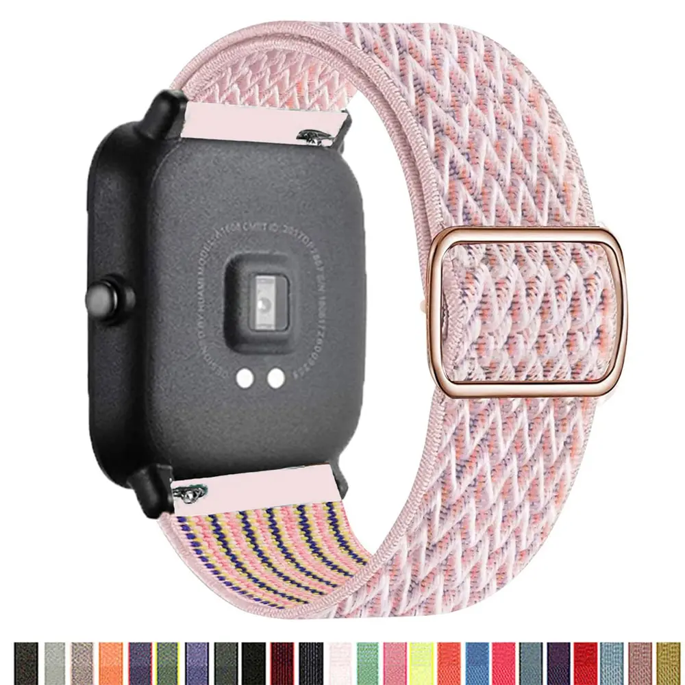 

20mm 22mm Nylon Loop band For Amazfit GTS/2/2e/GTS2 Mini/GTR 42mm/47mm/GTR2/2e S/U Adjustable Elastic Bracelet Amazfit bip strap