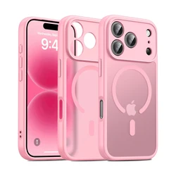 Luxury Anti - Fingerprint Matte Case with MagSafe - Compatible Translucent Cover for iPhone 12 Pro Max (Pink)