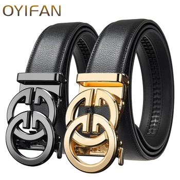 Fashion design belt for men, alloy buckle high quality PU leather automatic belt, adjustable ratchet business casual men's belt 1