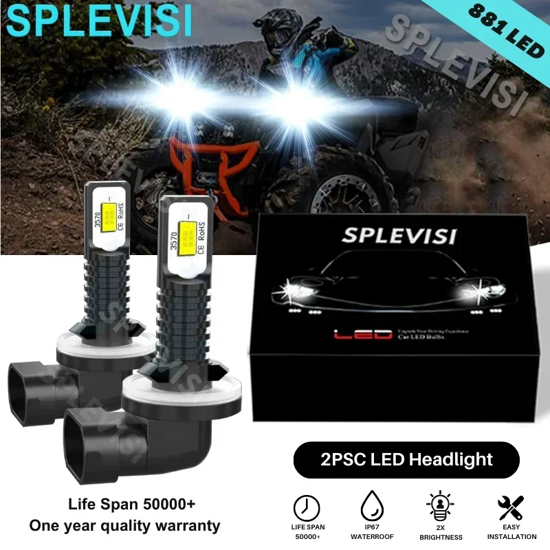 2Pcs Replacement Bulb  LED Headlights HID White For 2009 Polaris Sportsman Touring 500 EFI 2009 Utility Ranger RZR 800 EFI