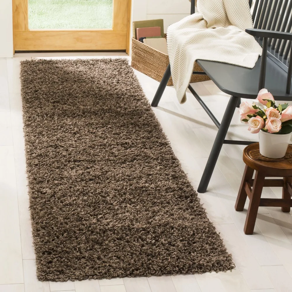 

Bedroom Carpet for Living Room Decor Free Shipping Taupe Solid Plush Shag Runner Rug Rugs Rooms Bedrooom Carpets , 2'3" x 8'