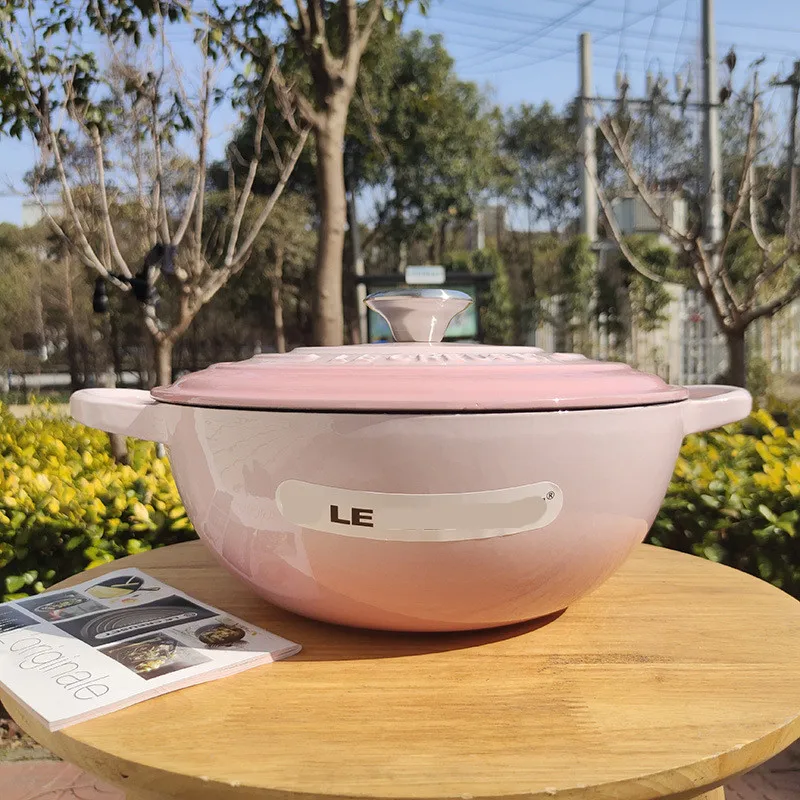 Round Dutch Oven Casserole Dish - Orange Cast Iron 26cm / 10.2 inch