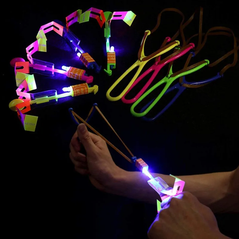 Novelty Led Slingshot Helicopter Arrow Kids Light Up Flying Toys Summer Outdoor Games for Party
