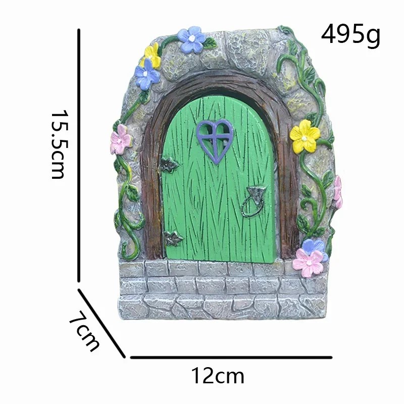 Fairy Gnome Door Figurines Elf Home Wooden Fairy Garden Door Art Tree Sculpture Statues Ornament Outdoor Decoration