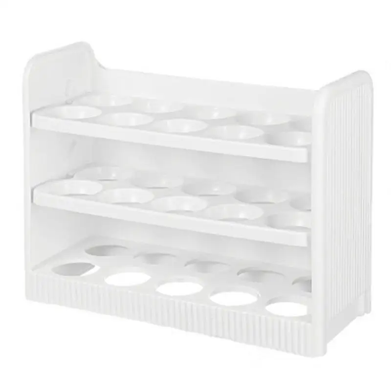 

Egg Refrigerator Organizer 30 Grid Rotatable Egg Dispenser Box With 3 Layers Kitchen Storage And Organization Refrigerator Door