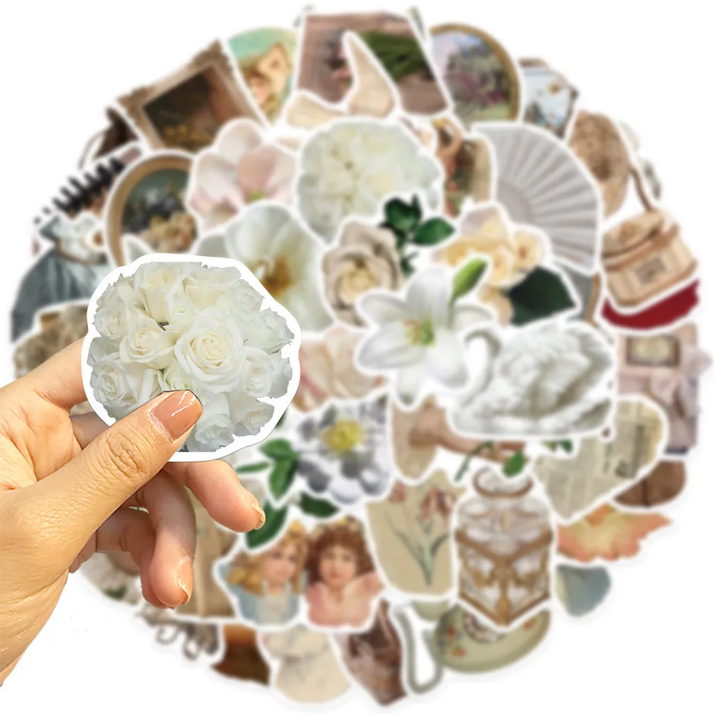 50PCS 복고풍 스타일 르네상스 핸드북 헬멧 자전거 핸드 계정 연필 케이스 데칼에 대 한 방수 낙서 스티커