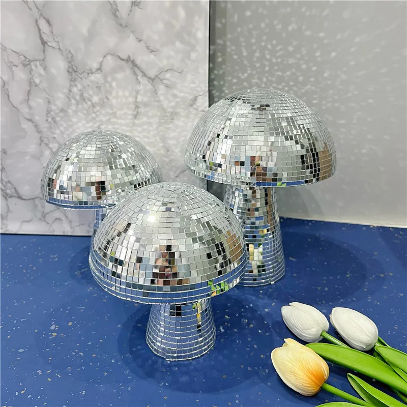 Disco Mushroom Decor Bedroom Decor Wedding Decor Party Decor Home Decor Mirrored Glass Tile Art Home Decoration