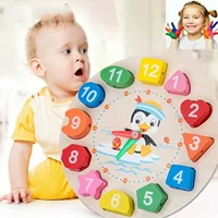 Kids Wooden Shape Color Sorting Clock Early Learning Educational Toy Addition Math Facts Games Board Games for Toddlers Gift 2